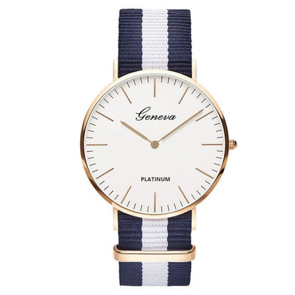 Classic Fashion Stripe Nylon Band Women Watch Top Luxury Brand Men Quartz Wrist Watch Lady Watch Montre Femme Horloge Saat Clock - 7DAY'S