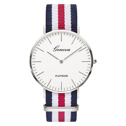 Classic Fashion Stripe Nylon Band Women Watch Top Luxury Brand Men Quartz Wrist Watch Lady Watch Montre Femme Horloge Saat Clock - 7DAY'S