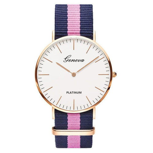 Classic Fashion Stripe Nylon Band Women Watch Top Luxury Brand Men Quartz Wrist Watch Lady Watch Montre Femme Horloge Saat Clock - 7DAY'S