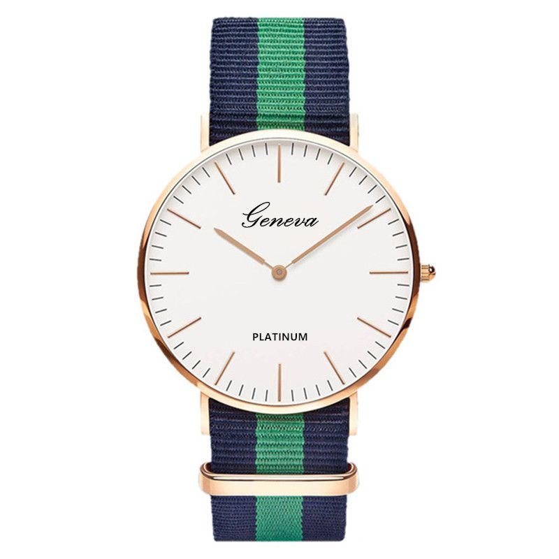 Classic Fashion Stripe Nylon Band Women Watch Top Luxury Brand Men Quartz Wrist Watch Lady Watch Montre Femme Horloge Saat Clock - 7DAY'S
