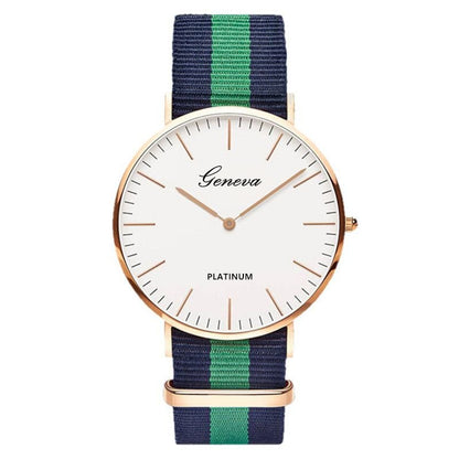 Classic Fashion Stripe Nylon Band Women Watch Top Luxury Brand Men Quartz Wrist Watch Lady Watch Montre Femme Horloge Saat Clock - 7DAY'S
