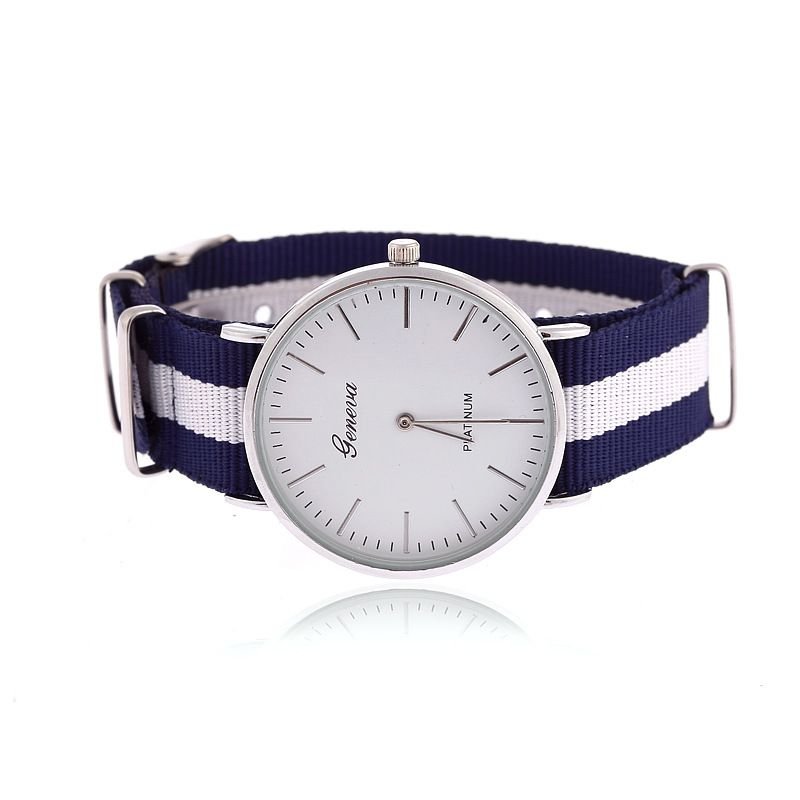 Classic Fashion Stripe Nylon Band Women Watch Top Luxury Brand Men Quartz Wrist Watch Lady Watch Montre Femme Horloge Saat Clock - 7DAY'S