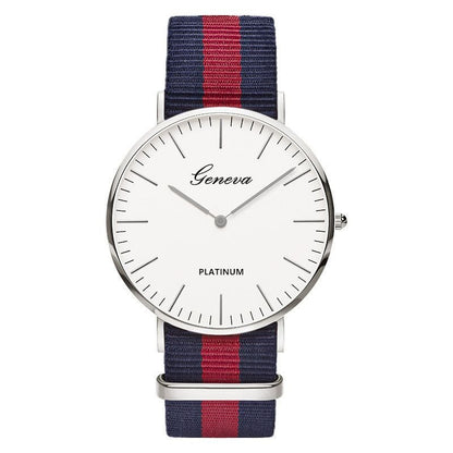Classic Fashion Stripe Nylon Band Women Watch Top Luxury Brand Men Quartz Wrist Watch Lady Watch Montre Femme Horloge Saat Clock - 7DAY'S