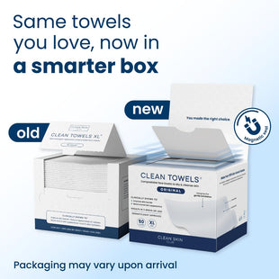 Clean Skin Club Clean Towels XL™, 100% USDA Biobased Face Towel, Disposable Face Towelette, Eczema Association Accepted, Makeup Remover Dry Wipes, Ultra Soft, 50 Ct, 1 Pack - 7DAY'S