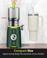 Cold Press Juicer, LINKChef Slow Masticating Juicer Machines with No - Prep 4.35" Large Feed Chute & Upgraded Auger for Whole Vegetables and Fruits, 42oz Capacity, Easy to Clean, Light Green - 7DAY'S