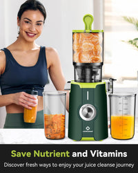 Cold Press Juicer, LINKChef Slow Masticating Juicer Machines with No - Prep 4.35" Large Feed Chute & Upgraded Auger for Whole Vegetables and Fruits, 42oz Capacity, Easy to Clean, Light Green - 7DAY'S