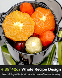 Cold Press Juicer, LINKChef Slow Masticating Juicer Machines with No - Prep 4.35" Large Feed Chute & Upgraded Auger for Whole Vegetables and Fruits, 42oz Capacity, Easy to Clean, Light Green - 7DAY'S