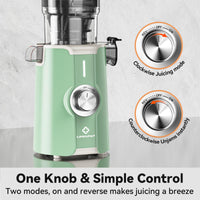 Cold Press Juicer, LINKChef Slow Masticating Juicer Machines with No - Prep 4.35" Large Feed Chute & Upgraded Auger for Whole Vegetables and Fruits, 42oz Capacity, Easy to Clean, Light Green - 7DAY'S