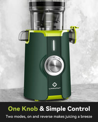 Cold Press Juicer, LINKChef Slow Masticating Juicer Machines with No - Prep 4.35" Large Feed Chute & Upgraded Auger for Whole Vegetables and Fruits, 42oz Capacity, Easy to Clean, Light Green - 7DAY'S