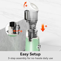 Cold Press Juicer, LINKChef Slow Masticating Juicer Machines with No - Prep 4.35" Large Feed Chute & Upgraded Auger for Whole Vegetables and Fruits, 42oz Capacity, Easy to Clean, Light Green - 7DAY'S