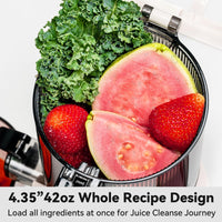 Cold Press Juicer, LINKChef Slow Masticating Juicer Machines with No - Prep 4.35" Large Feed Chute & Upgraded Auger for Whole Vegetables and Fruits, 42oz Capacity, Easy to Clean, Light Green - 7DAY'S