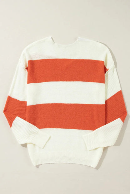 Color Block Dropped Shoulder V - Neck Sweater For Women's Size S to XL - 7DAY'S