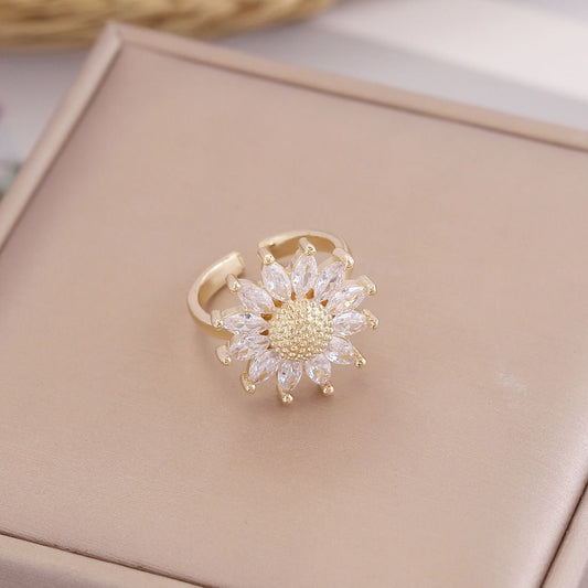 Colored Zircon Sunflower Ring Female - 7DAY'S