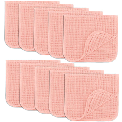 Comfy Cubs Muslin Burp Cloths 20" x 10", Pack of 10 - Large, 6 - Layer, Ultra Absorbent 100% Cotton for Baby Drool and Messes - Soft, Safe & Gentle Baby Burp Cloths for Boys & Girls - Multi - 7DAY'S