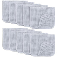 Comfy Cubs Muslin Burp Cloths 20" x 10", Pack of 10 - Large, 6 - Layer, Ultra Absorbent 100% Cotton for Baby Drool and Messes - Soft, Safe & Gentle Baby Burp Cloths for Boys & Girls - Multi - 7DAY'S