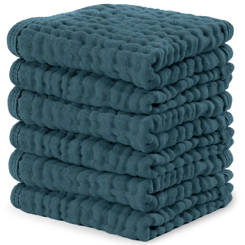 Comfy Cubs Muslin Burp Cloths 20" x 10", Pack of 10 - Large, 6 - Layer, Ultra Absorbent 100% Cotton for Baby Drool and Messes - Soft, Safe & Gentle Baby Burp Cloths for Boys & Girls - Multi - 7DAY'S