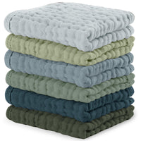 Comfy Cubs Muslin Burp Cloths 20" x 10", Pack of 10 - Large, 6 - Layer, Ultra Absorbent 100% Cotton for Baby Drool and Messes - Soft, Safe & Gentle Baby Burp Cloths for Boys & Girls - Multi - 7DAY'S