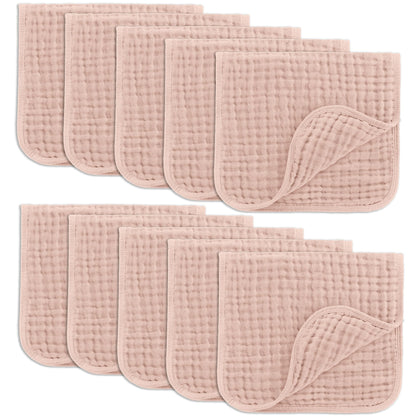 Comfy Cubs Muslin Burp Cloths 20" x 10", Pack of 10 - Large, 6 - Layer, Ultra Absorbent 100% Cotton for Baby Drool and Messes - Soft, Safe & Gentle Baby Burp Cloths for Boys & Girls - Multi - 7DAY'S