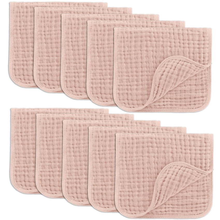 Comfy Cubs Muslin Burp Cloths 20" x 10", Pack of 10 - Large, 6 - Layer, Ultra Absorbent 100% Cotton for Baby Drool and Messes - Soft, Safe & Gentle Baby Burp Cloths for Boys & Girls - Multi - 7DAY'S