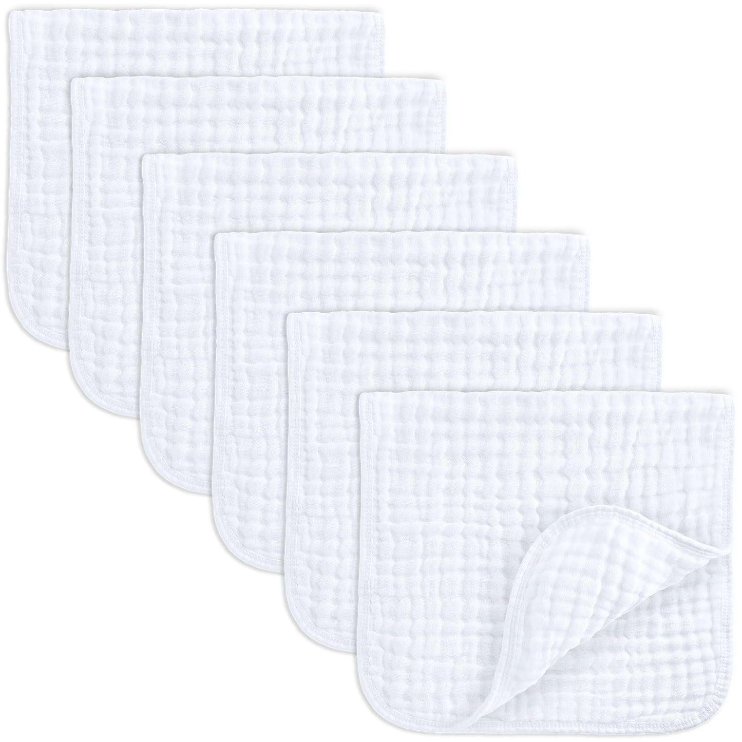 Comfy Cubs Muslin Burp Cloths 20" x 10", Pack of 10 - Large, 6 - Layer, Ultra Absorbent 100% Cotton for Baby Drool and Messes - Soft, Safe & Gentle Baby Burp Cloths for Boys & Girls - Multi - 7DAY'S