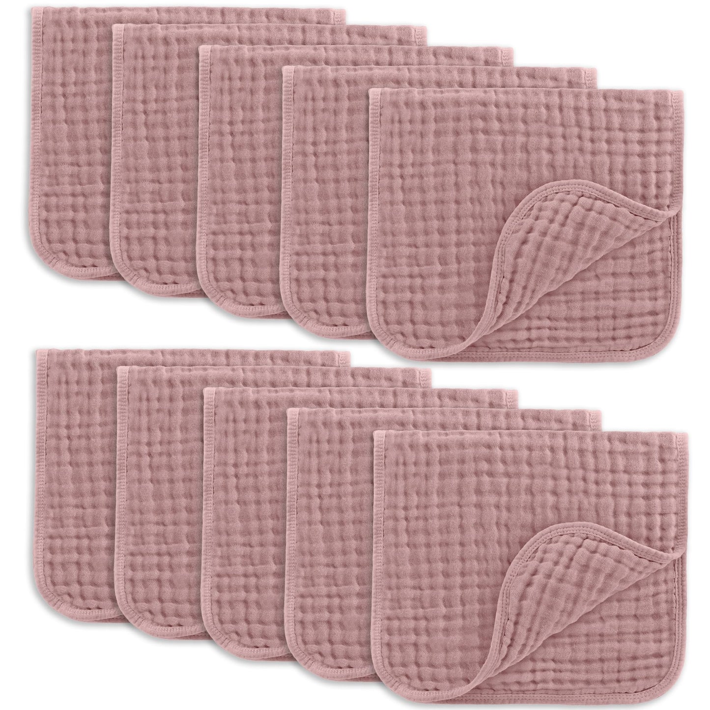 Comfy Cubs Muslin Burp Cloths 20" x 10", Pack of 10 - Large, 6 - Layer, Ultra Absorbent 100% Cotton for Baby Drool and Messes - Soft, Safe & Gentle Baby Burp Cloths for Boys & Girls - Multi - 7DAY'S