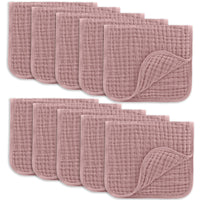 Comfy Cubs Muslin Burp Cloths 20" x 10", Pack of 10 - Large, 6 - Layer, Ultra Absorbent 100% Cotton for Baby Drool and Messes - Soft, Safe & Gentle Baby Burp Cloths for Boys & Girls - Multi - 7DAY'S