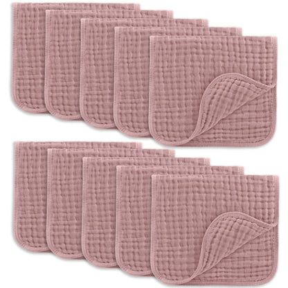 Comfy Cubs Muslin Burp Cloths 20" x 10", Pack of 10 - Large, 6 - Layer, Ultra Absorbent 100% Cotton for Baby Drool and Messes - Soft, Safe & Gentle Baby Burp Cloths for Boys & Girls - Multi - 7DAY'S