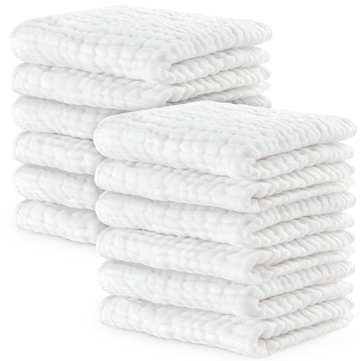 Comfy Cubs Muslin Burp Cloths 20" x 10", Pack of 10 - Large, 6 - Layer, Ultra Absorbent 100% Cotton for Baby Drool and Messes - Soft, Safe & Gentle Baby Burp Cloths for Boys & Girls - Multi - 7DAY'S