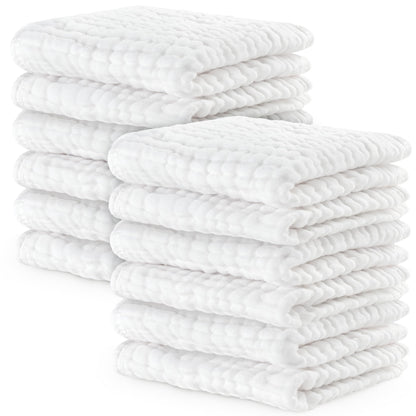 Comfy Cubs Muslin Burp Cloths 20" x 10", Pack of 10 - Large, 6 - Layer, Ultra Absorbent 100% Cotton for Baby Drool and Messes - Soft, Safe & Gentle Baby Burp Cloths for Boys & Girls - Multi - 7DAY'S