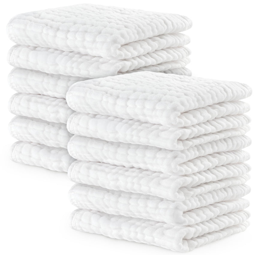 Comfy Cubs Muslin Burp Cloths 20" x 10", Pack of 10 - Large, 6 - Layer, Ultra Absorbent 100% Cotton for Baby Drool and Messes - Soft, Safe & Gentle Baby Burp Cloths for Boys & Girls - Multi - 7DAY'S
