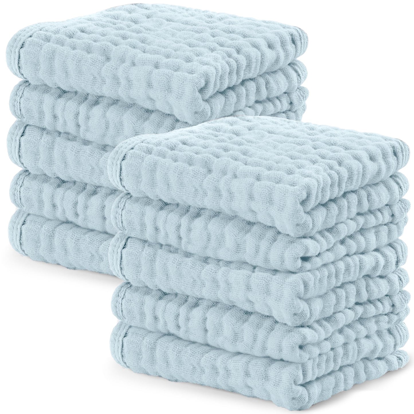 Comfy Cubs Muslin Burp Cloths 20" x 10", Pack of 10 - Large, 6 - Layer, Ultra Absorbent 100% Cotton for Baby Drool and Messes - Soft, Safe & Gentle Baby Burp Cloths for Boys & Girls - Multi - 7DAY'S