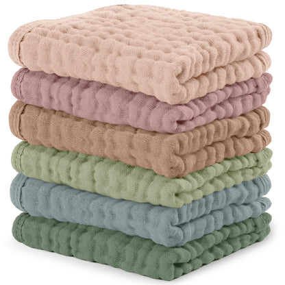 Comfy Cubs Muslin Burp Cloths 20" x 10", Pack of 10 - Large, 6 - Layer, Ultra Absorbent 100% Cotton for Baby Drool and Messes - Soft, Safe & Gentle Baby Burp Cloths for Boys & Girls - Multi - 7DAY'S
