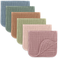 Comfy Cubs Muslin Burp Cloths 20" x 10", Pack of 10 - Large, 6 - Layer, Ultra Absorbent 100% Cotton for Baby Drool and Messes - Soft, Safe & Gentle Baby Burp Cloths for Boys & Girls - Multi - 7DAY'S