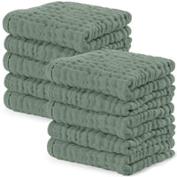 Comfy Cubs Muslin Burp Cloths 20" x 10", Pack of 10 - Large, 6 - Layer, Ultra Absorbent 100% Cotton for Baby Drool and Messes - Soft, Safe & Gentle Baby Burp Cloths for Boys & Girls - Multi - 7DAY'S