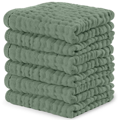 Comfy Cubs Muslin Burp Cloths 20" x 10", Pack of 10 - Large, 6 - Layer, Ultra Absorbent 100% Cotton for Baby Drool and Messes - Soft, Safe & Gentle Baby Burp Cloths for Boys & Girls - Multi - 7DAY'S