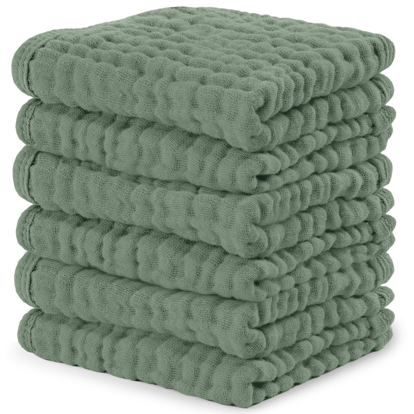 Comfy Cubs Muslin Burp Cloths 20" x 10", Pack of 10 - Large, 6 - Layer, Ultra Absorbent 100% Cotton for Baby Drool and Messes - Soft, Safe & Gentle Baby Burp Cloths for Boys & Girls - Multi - 7DAY'S