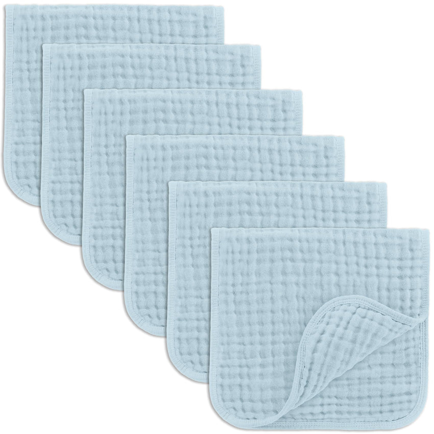 Comfy Cubs Muslin Burp Cloths 20" x 10", Pack of 10 - Large, 6 - Layer, Ultra Absorbent 100% Cotton for Baby Drool and Messes - Soft, Safe & Gentle Baby Burp Cloths for Boys & Girls - Multi - 7DAY'S