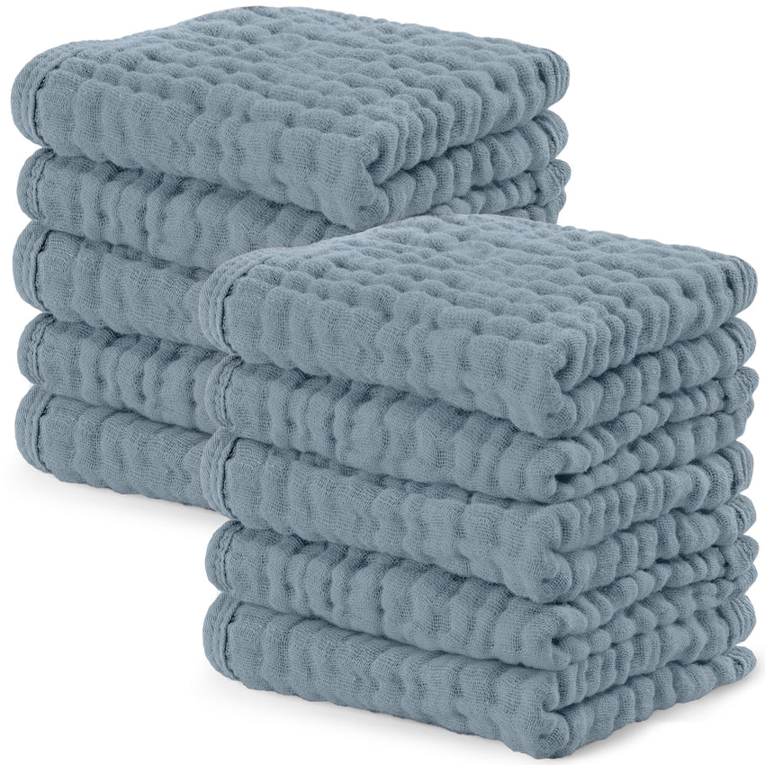 Comfy Cubs Muslin Burp Cloths 20" x 10", Pack of 10 - Large, 6 - Layer, Ultra Absorbent 100% Cotton for Baby Drool and Messes - Soft, Safe & Gentle Baby Burp Cloths for Boys & Girls - Multi - 7DAY'S