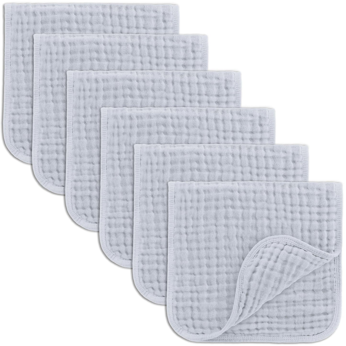 Comfy Cubs Muslin Burp Cloths 20" x 10", Pack of 10 - Large, 6 - Layer, Ultra Absorbent 100% Cotton for Baby Drool and Messes - Soft, Safe & Gentle Baby Burp Cloths for Boys & Girls - Multi - 7DAY'S