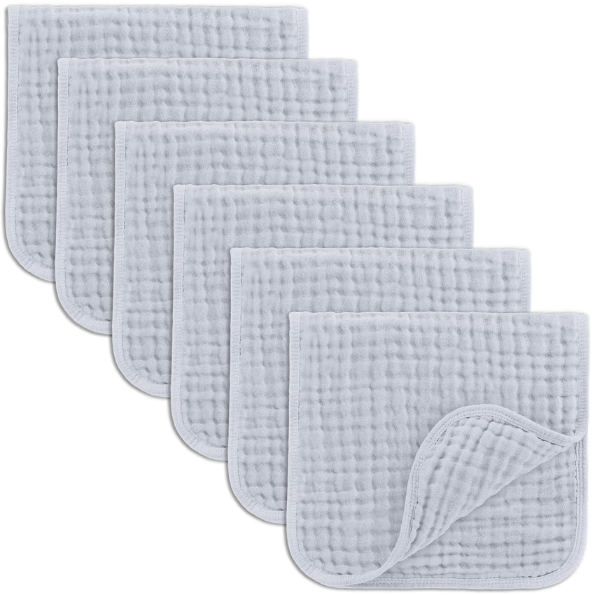 Comfy Cubs Muslin Burp Cloths 20" x 10", Pack of 10 - Large, 6 - Layer, Ultra Absorbent 100% Cotton for Baby Drool and Messes - Soft, Safe & Gentle Baby Burp Cloths for Boys & Girls - Multi - 7DAY'S