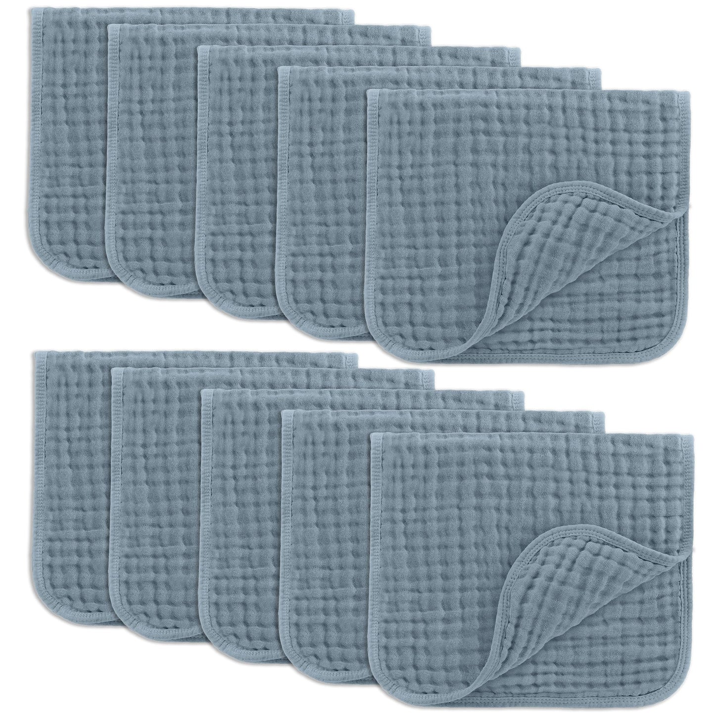 Comfy Cubs Muslin Burp Cloths 20" x 10", Pack of 10 - Large, 6 - Layer, Ultra Absorbent 100% Cotton for Baby Drool and Messes - Soft, Safe & Gentle Baby Burp Cloths for Boys & Girls - Multi - 7DAY'S