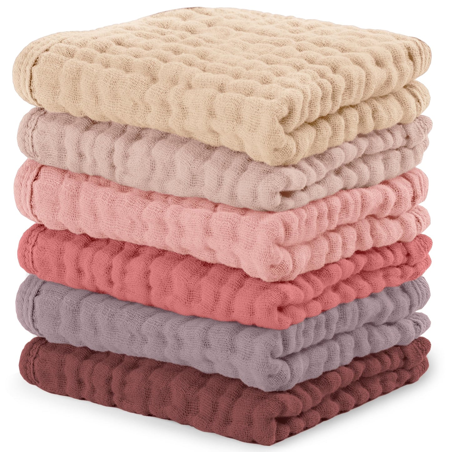 Comfy Cubs Muslin Burp Cloths 20" x 10", Pack of 10 - Large, 6 - Layer, Ultra Absorbent 100% Cotton for Baby Drool and Messes - Soft, Safe & Gentle Baby Burp Cloths for Boys & Girls - Multi - 7DAY'S