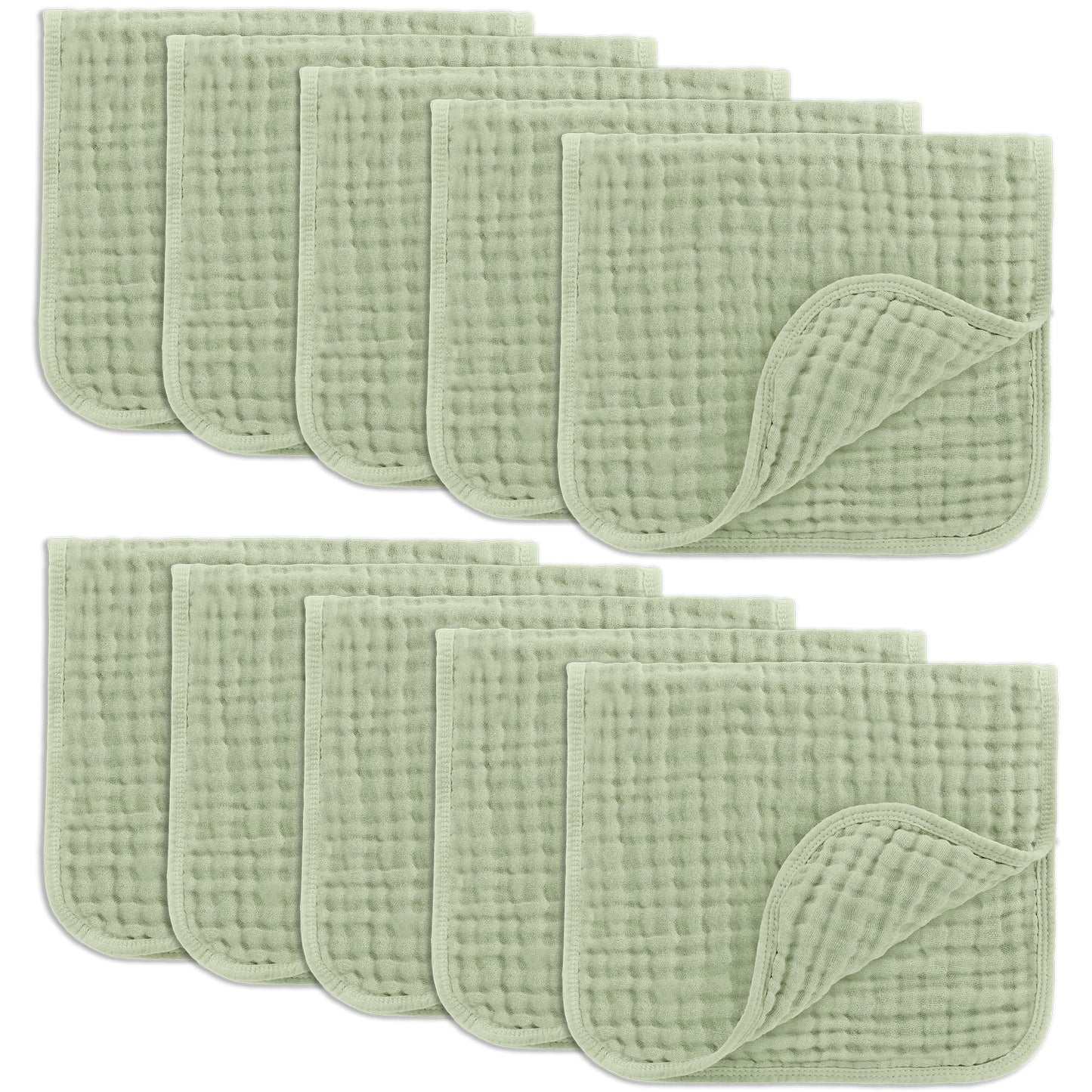 Comfy Cubs Muslin Burp Cloths 20" x 10", Pack of 10 - Large, 6 - Layer, Ultra Absorbent 100% Cotton for Baby Drool and Messes - Soft, Safe & Gentle Baby Burp Cloths for Boys & Girls - Multi - 7DAY'S