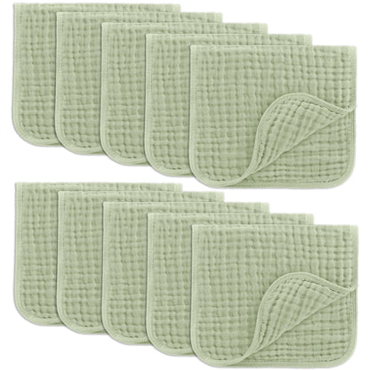 Comfy Cubs Muslin Burp Cloths 20" x 10", Pack of 10 - Large, 6 - Layer, Ultra Absorbent 100% Cotton for Baby Drool and Messes - Soft, Safe & Gentle Baby Burp Cloths for Boys & Girls - Multi - 7DAY'S
