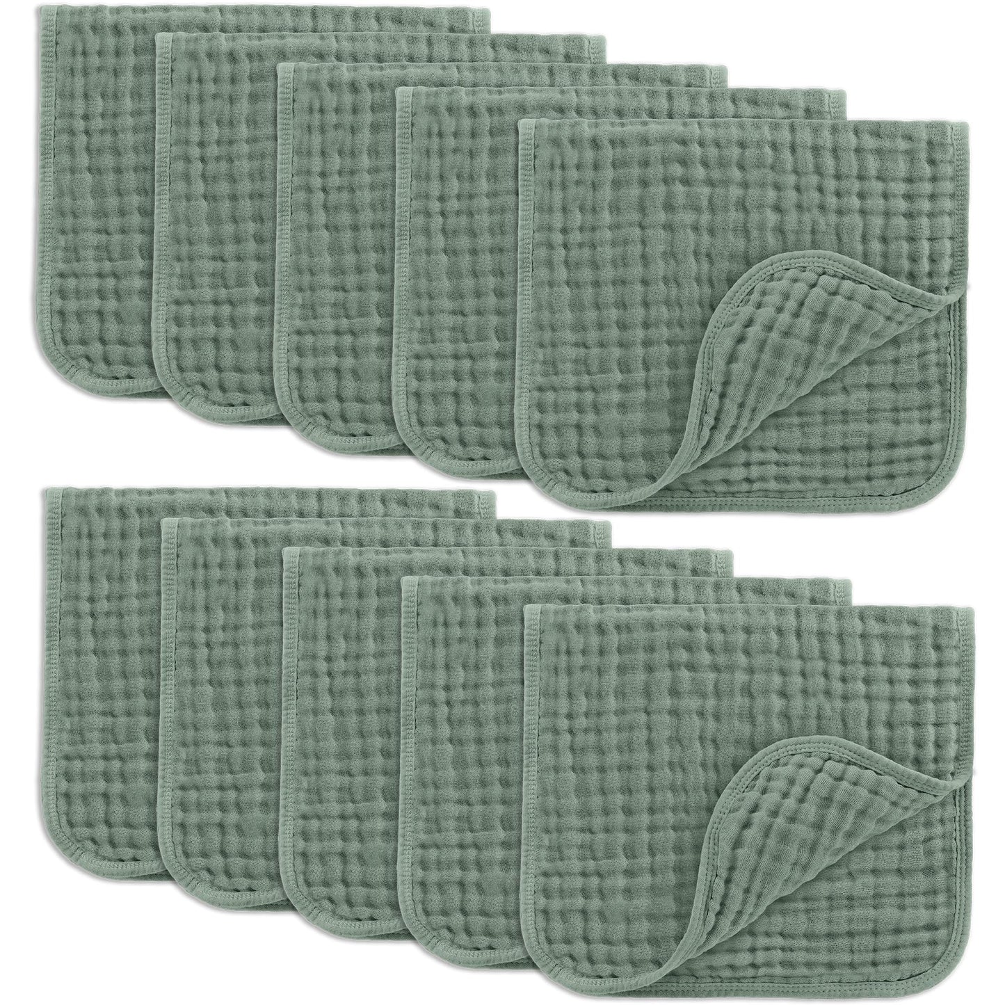 Comfy Cubs Muslin Burp Cloths 20" x 10", Pack of 10 - Large, 6 - Layer, Ultra Absorbent 100% Cotton for Baby Drool and Messes - Soft, Safe & Gentle Baby Burp Cloths for Boys & Girls - Multi - 7DAY'S