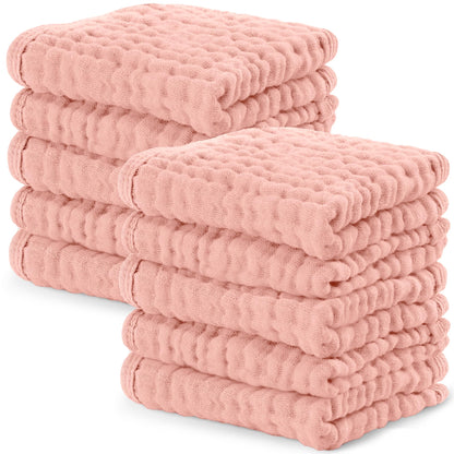 Comfy Cubs Muslin Burp Cloths 20" x 10", Pack of 10 - Large, 6 - Layer, Ultra Absorbent 100% Cotton for Baby Drool and Messes - Soft, Safe & Gentle Baby Burp Cloths for Boys & Girls - Multi - 7DAY'S