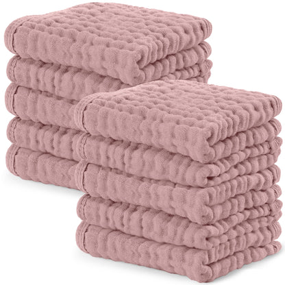 Comfy Cubs Muslin Burp Cloths 20" x 10", Pack of 10 - Large, 6 - Layer, Ultra Absorbent 100% Cotton for Baby Drool and Messes - Soft, Safe & Gentle Baby Burp Cloths for Boys & Girls - Multi - 7DAY'S