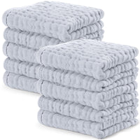 Comfy Cubs Muslin Burp Cloths 20" x 10", Pack of 10 - Large, 6 - Layer, Ultra Absorbent 100% Cotton for Baby Drool and Messes - Soft, Safe & Gentle Baby Burp Cloths for Boys & Girls - Multi - 7DAY'S
