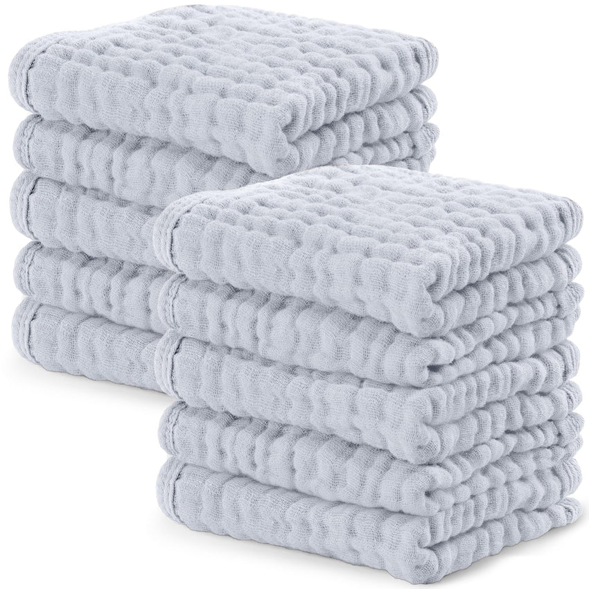 Comfy Cubs Muslin Burp Cloths 20" x 10", Pack of 10 - Large, 6 - Layer, Ultra Absorbent 100% Cotton for Baby Drool and Messes - Soft, Safe & Gentle Baby Burp Cloths for Boys & Girls - Multi - 7DAY'S