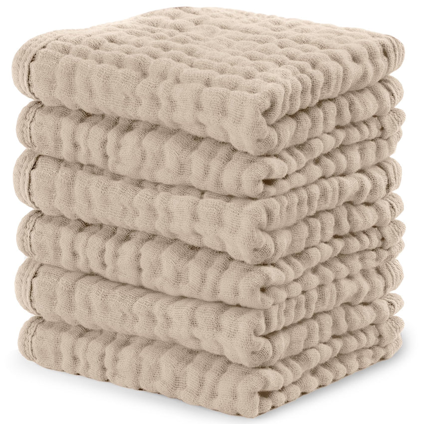 Comfy Cubs Muslin Burp Cloths 20" x 10", Pack of 10 - Large, 6 - Layer, Ultra Absorbent 100% Cotton for Baby Drool and Messes - Soft, Safe & Gentle Baby Burp Cloths for Boys & Girls - Multi - 7DAY'S